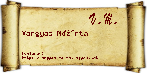 Vargyas Márta névjegykártya