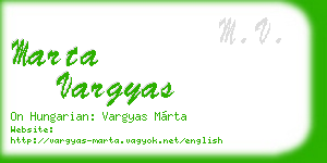 marta vargyas business card